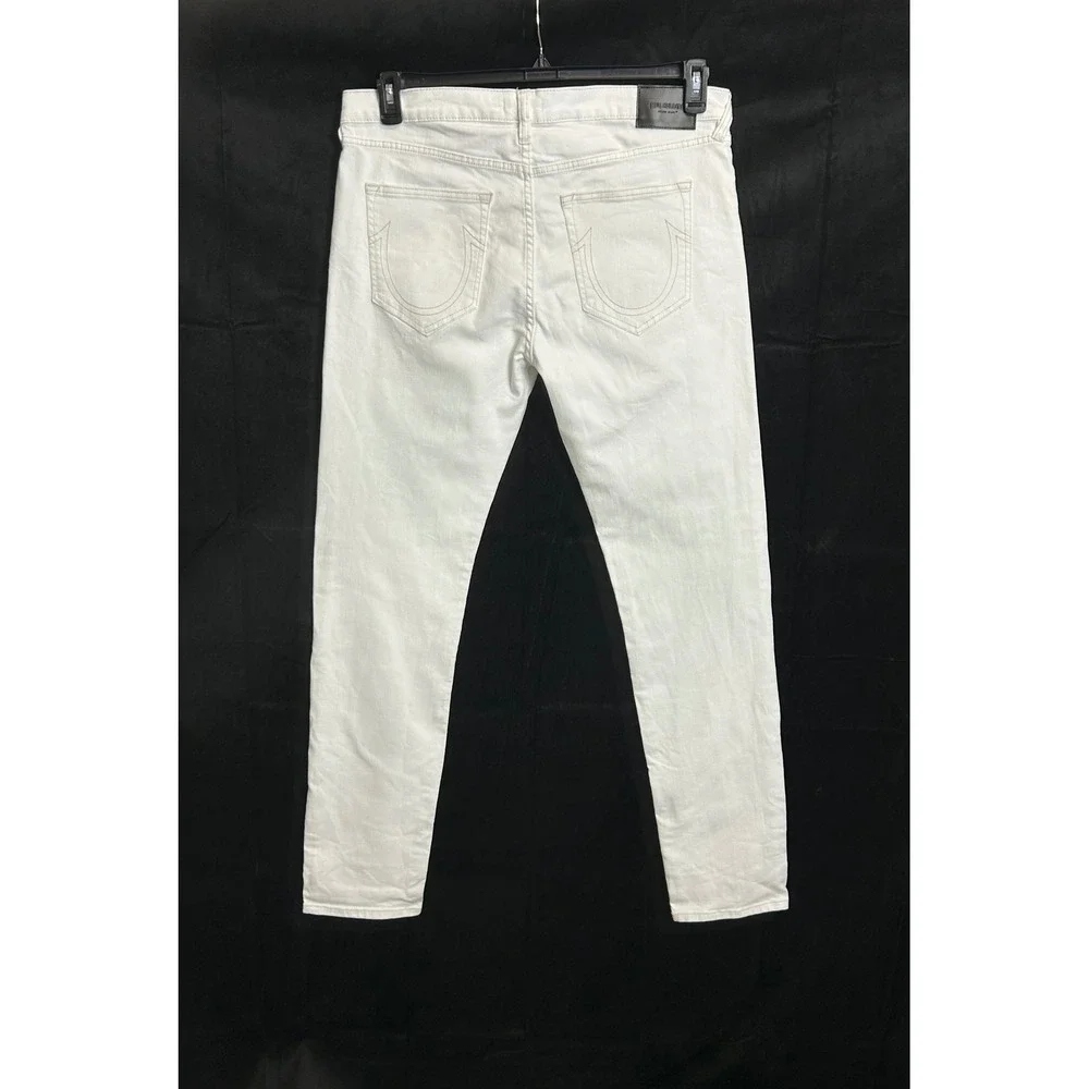 True Religion Rocco Relaxed Skinny Jeans White Renegade SN Mens 33 Stretch Denim